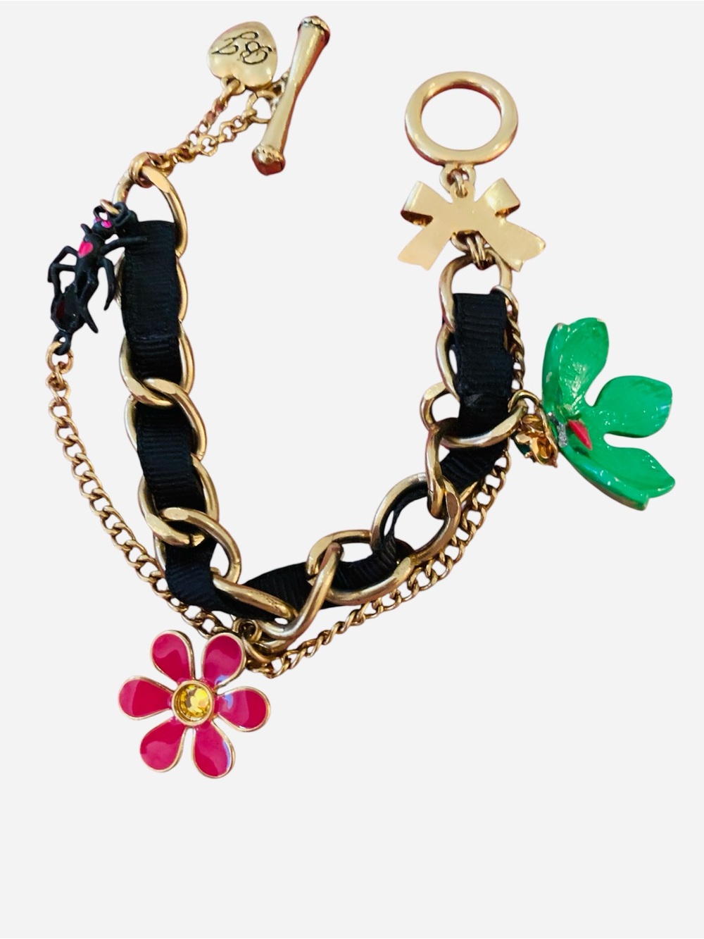 🌸BETSEY JOHNSON🌸VINTAGE!! HAWAIIAN LUAU CHUNKY CHARM BRACELET!